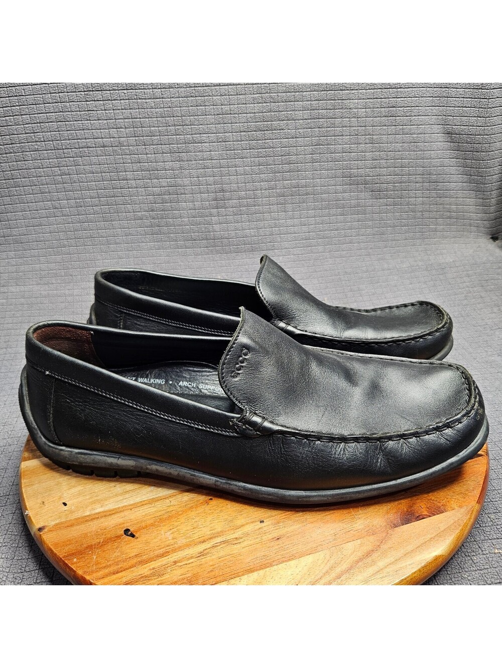 ECCO Dress Shoes Men's Black EU 45 Leather Slip On Moc Toe Loafers